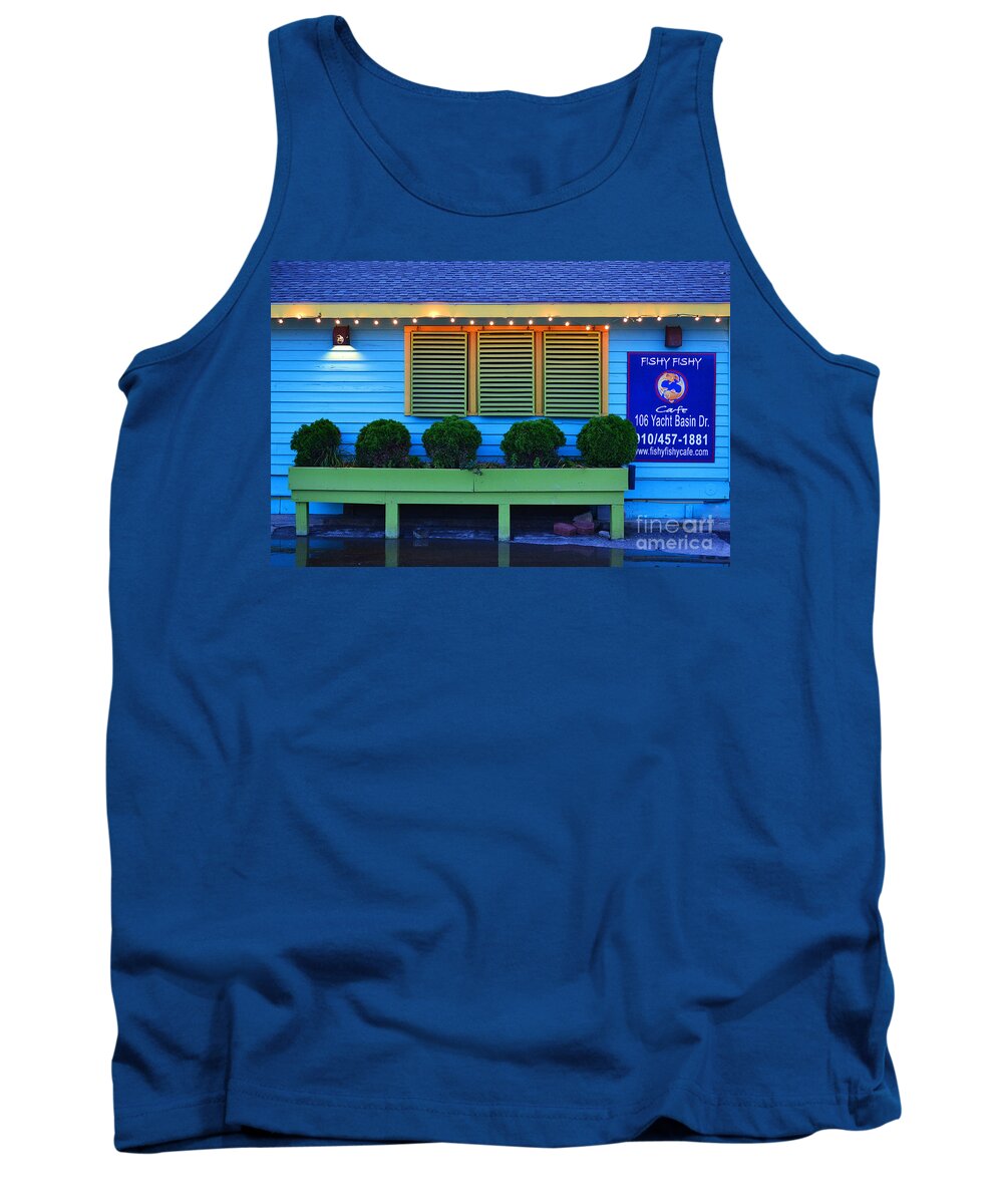 Southport Tank Top featuring the photograph Southport Fishy Fishy Cafe by Amy Lucid