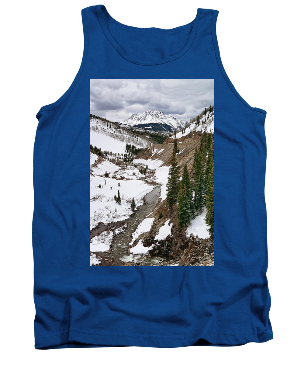 Colorado Tank Top featuring the photograph Streaming Through the Snow by Leda Robertson