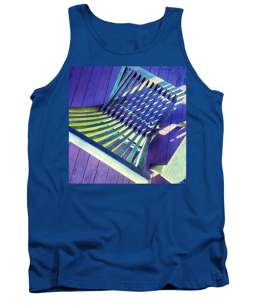 Jj_indetail Tank Top featuring the photograph Sunlight On My Deck Chair, Color Study by Anna Porter