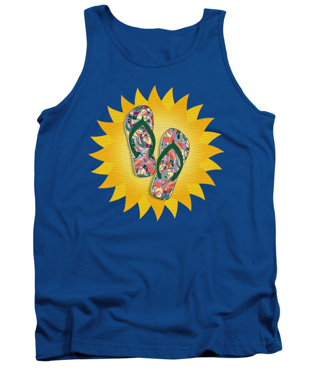  Tank Top featuring the mixed media Sunshine and Colorful Abstract Flip-Flops by Gravityx9 Designs