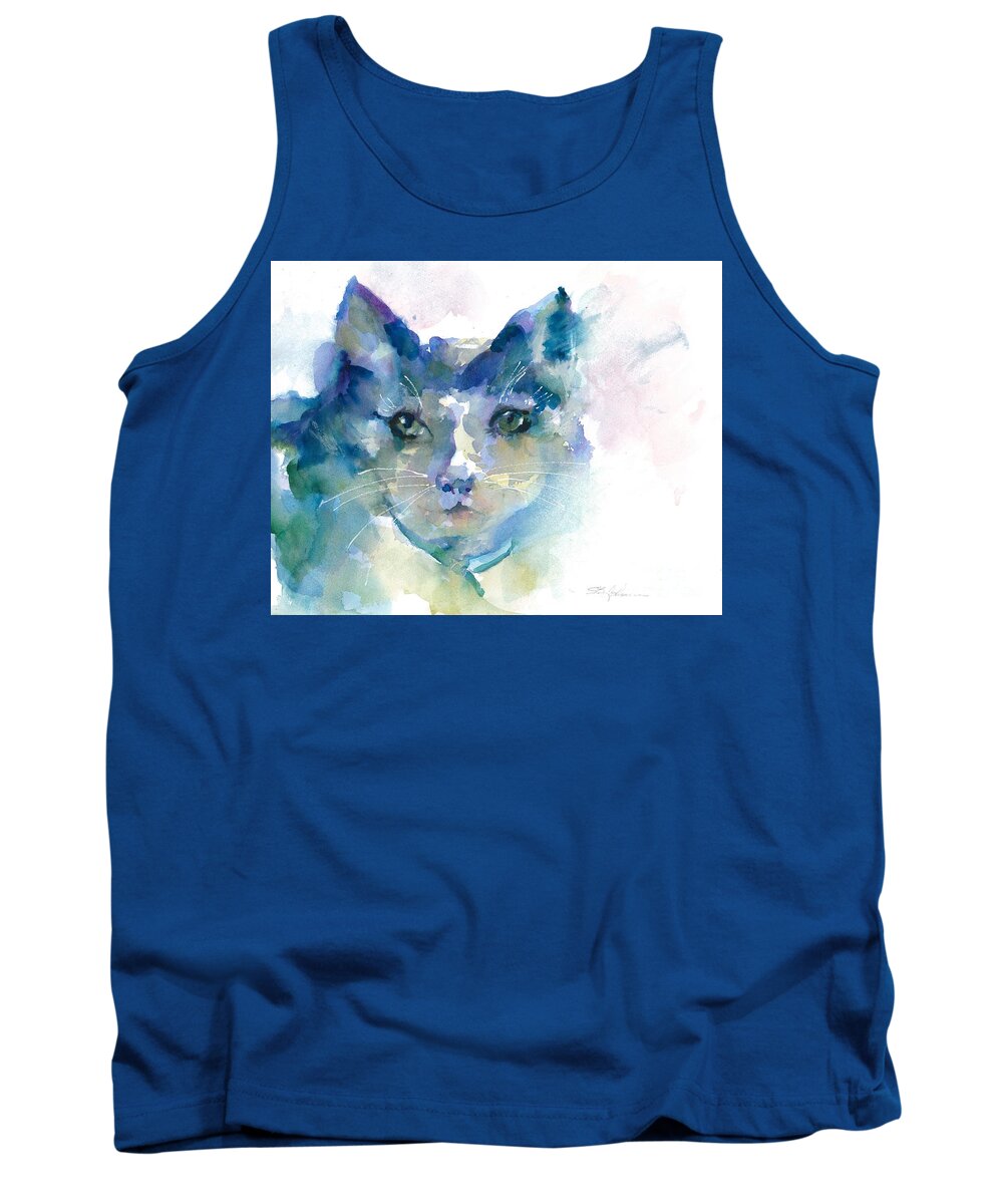 Cat Tank Top featuring the painting Sybil by Susan Blackaller-Johnson