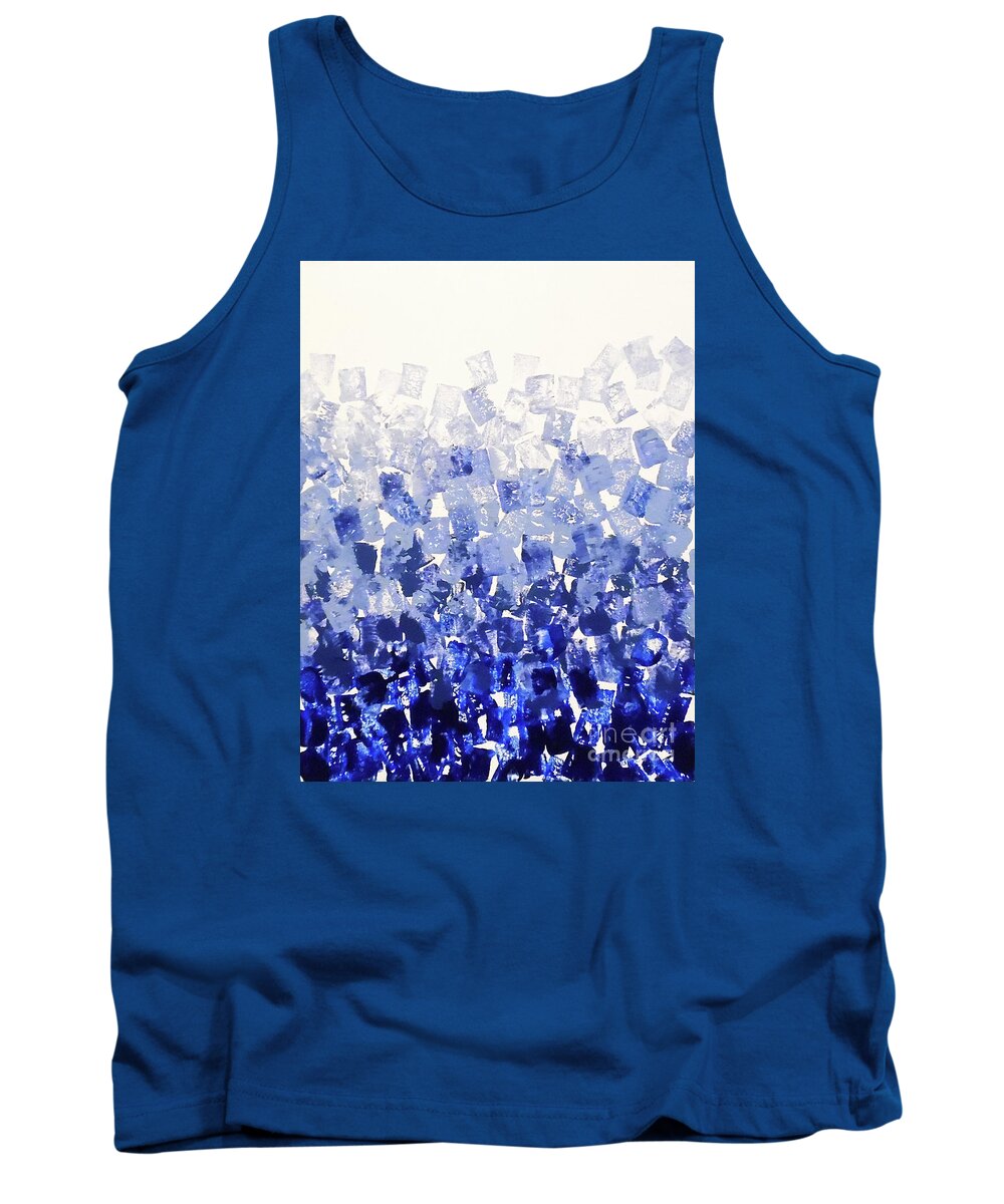 Blue Squares Tank Top featuring the painting The Blues Blocks by Jilian Cramb - AMothersFineArt