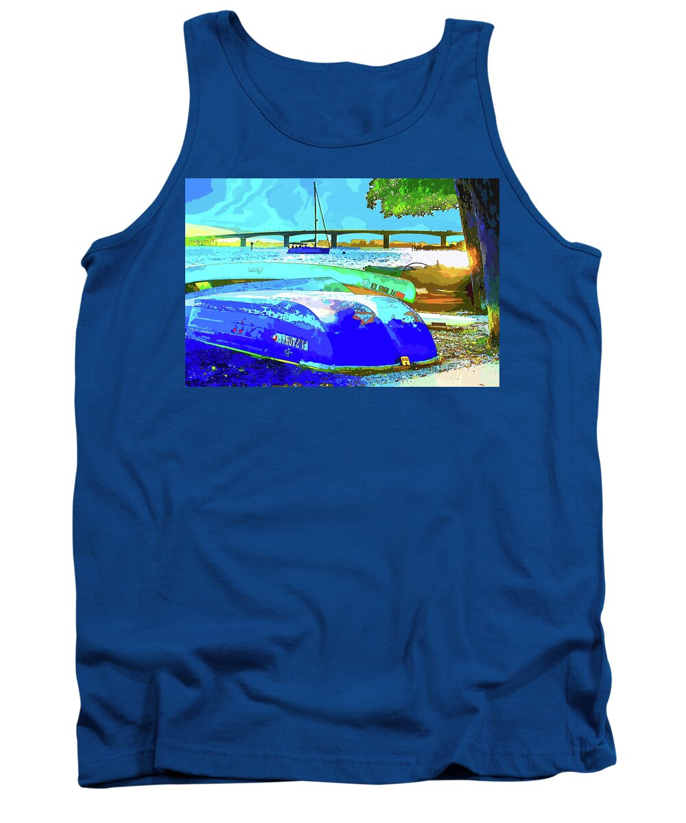 susan Molnar Tank Top featuring the photograph The Boats The Bay and The Bridge by Susan Molnar