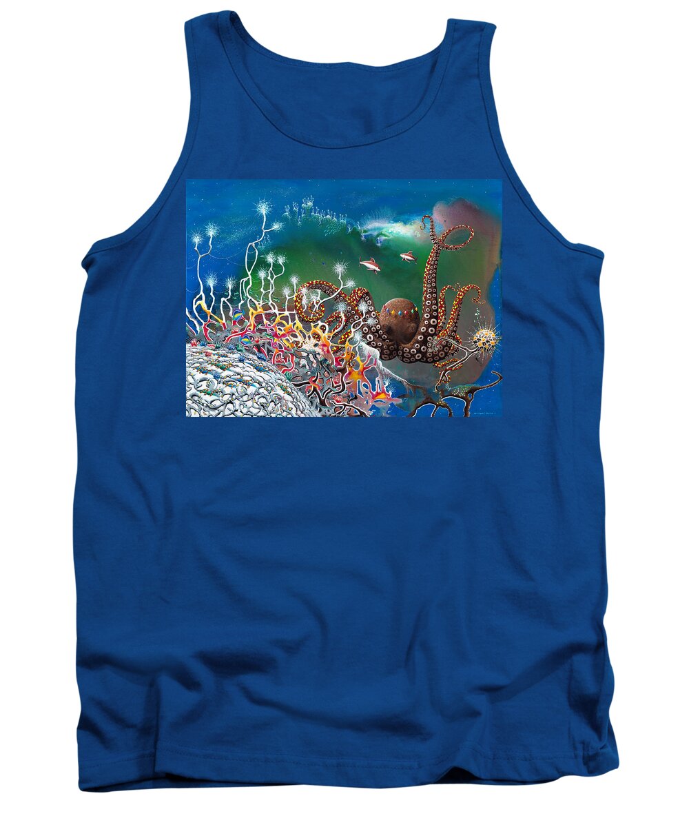 Beach House Tank Top featuring the painting The Jeweled Octopus by Lee Pantas