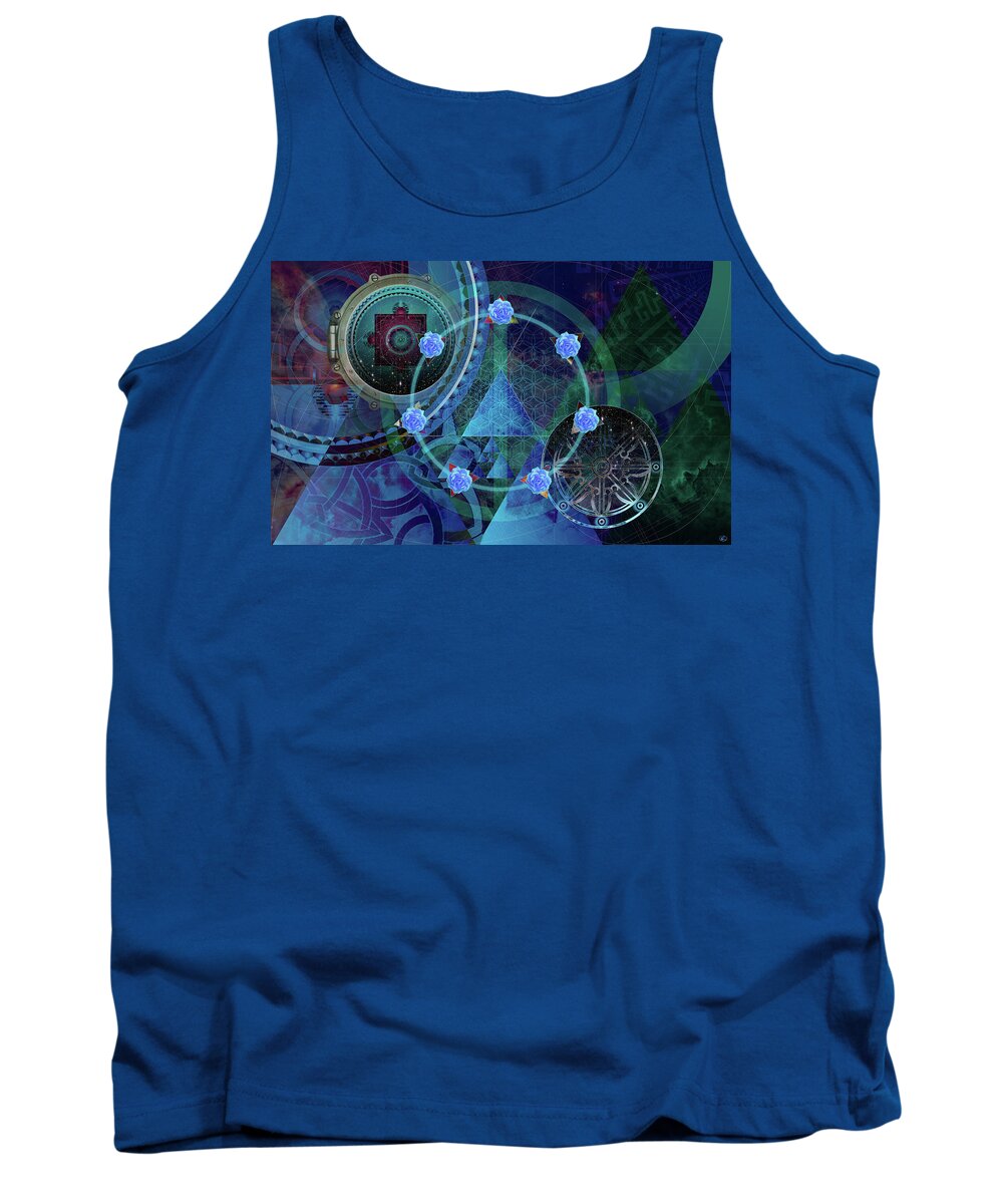 Sacred Geometry Tank Top featuring the digital art The Prism of Time by Kenneth Armand Johnson