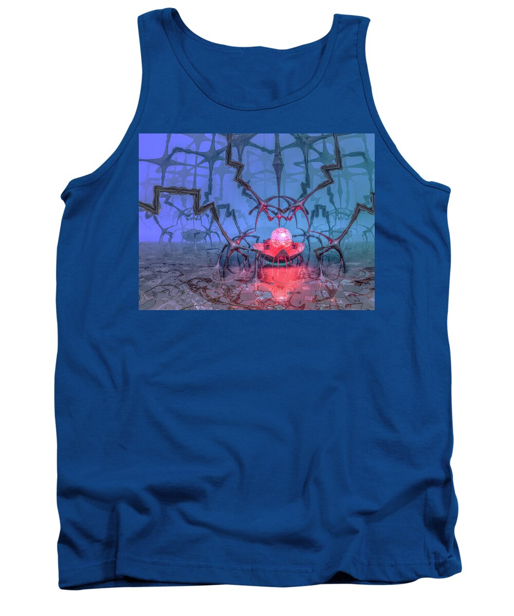 Reflection Tank Top featuring the digital art The professor's madness by Tim Abeln