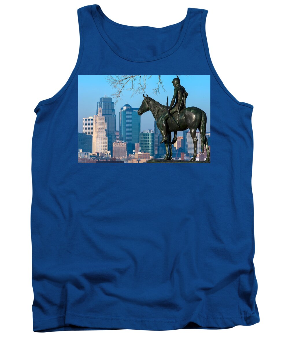 Scout Tank Top featuring the photograph The Scout Statue by Jeff Phillippi