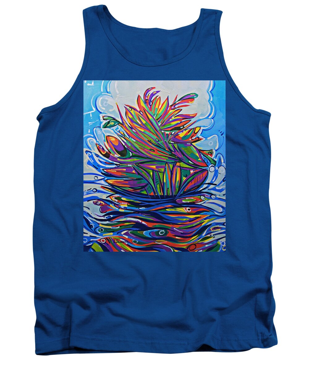 Acrylic Painting Tank Top featuring the painting Tropical island by Enrique Zaldivar