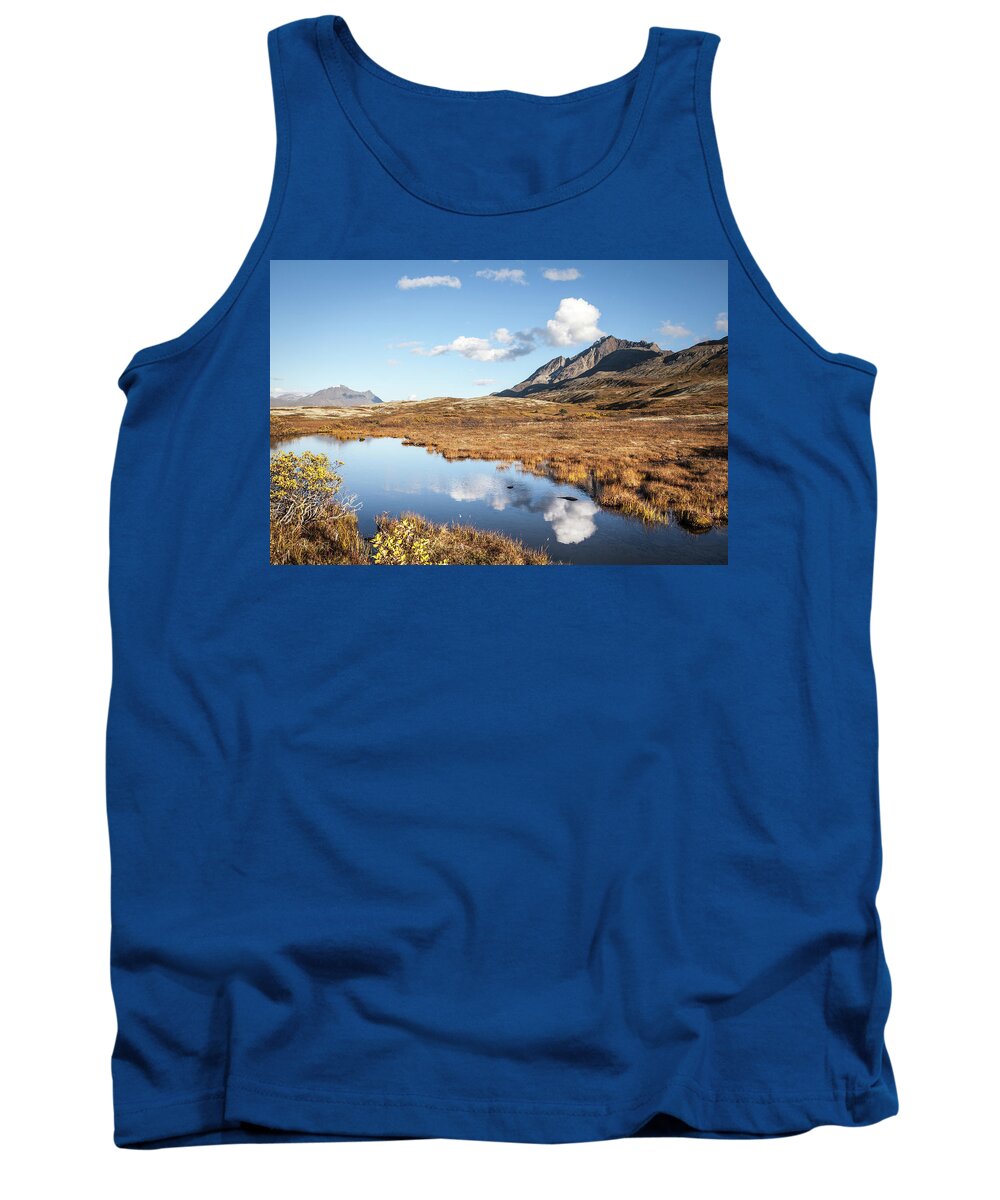 British Columbia Tank Top featuring the photograph Tundra pond reflections in fall by Michele Cornelius