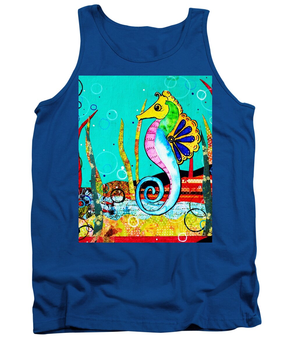 Seahorse Tank Top featuring the mixed media Under the Sea by Melinda Etzold
