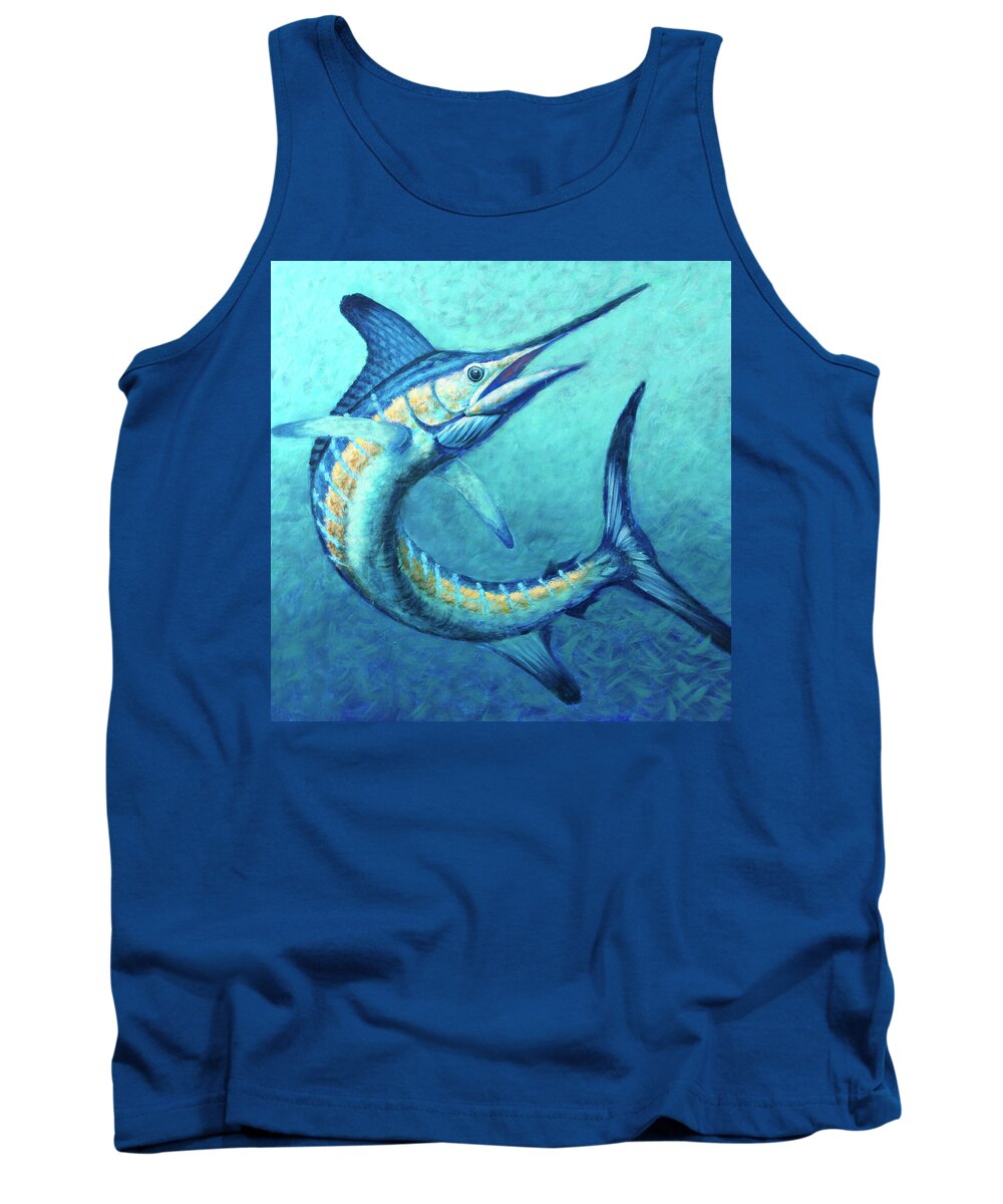 White Marlin Tank Top featuring the painting White Marlin Twist by Guy Crittenden