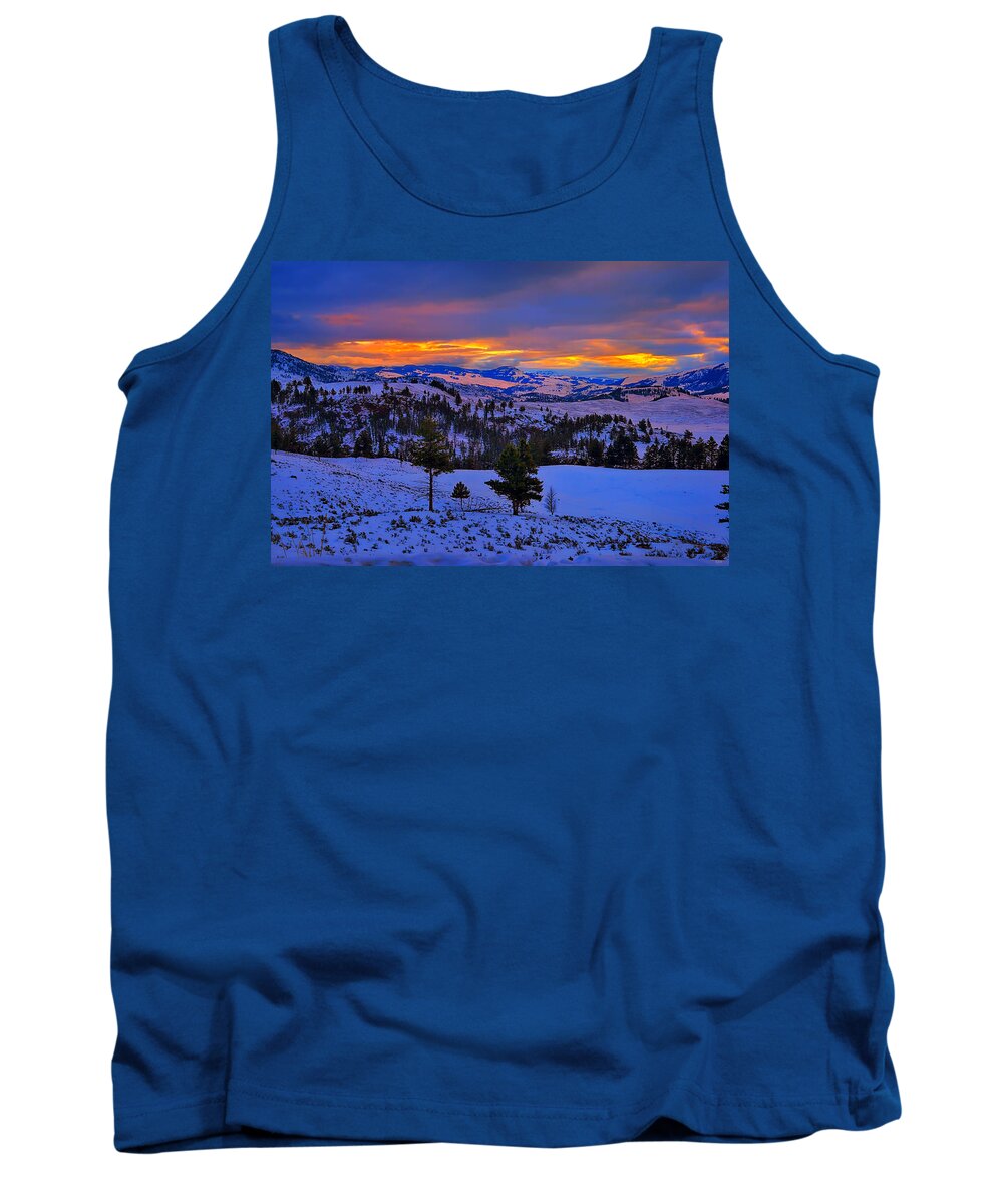 Yellowstone Tank Top featuring the photograph Yellowstone Winter Morning by Greg Norrell