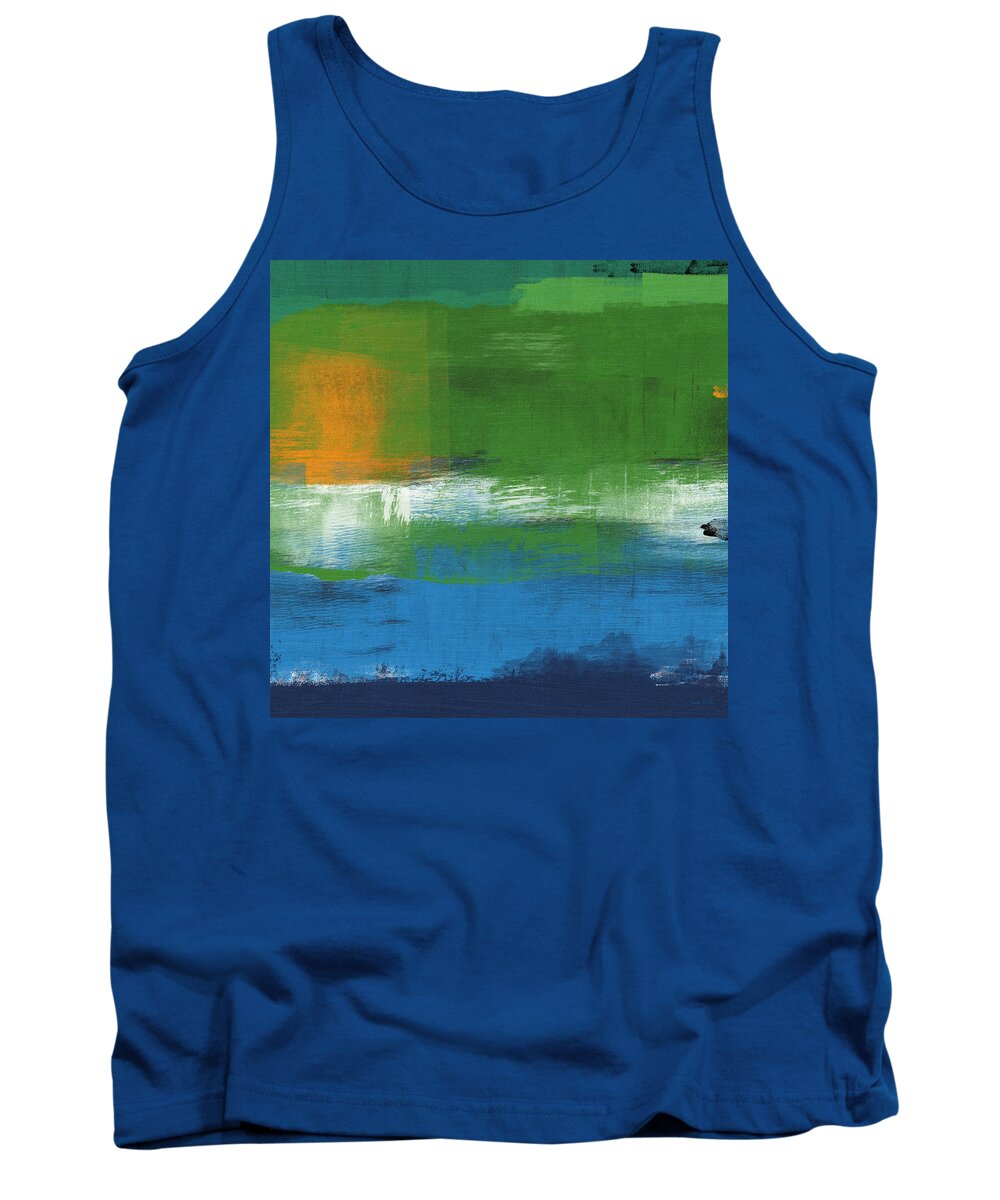 Abstract Tank Top featuring the painting Barcelona- Abstract Art by Linda Woods by Linda Woods