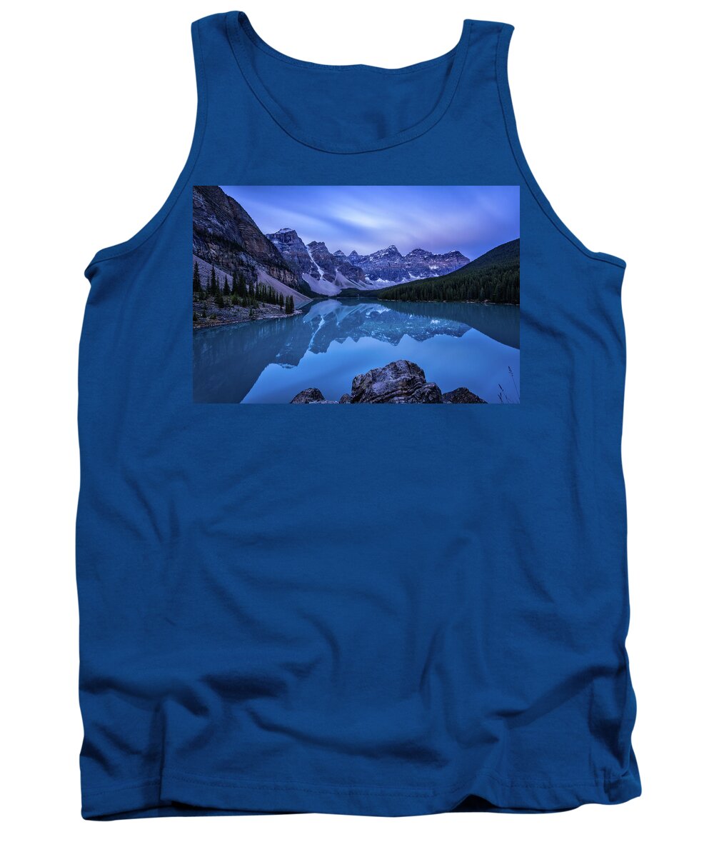 Moraine Lake Tank Top featuring the photograph Blue Drama by Judi Kubes