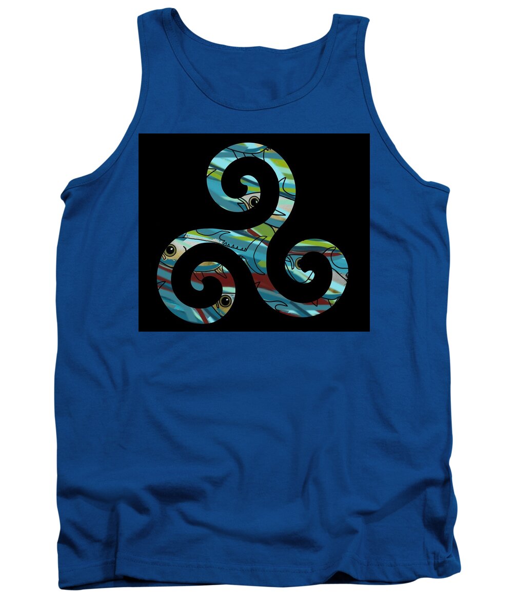 Celtic Spiral Tank Top featuring the mixed media Celtic Spiral 2 by Joan Stratton