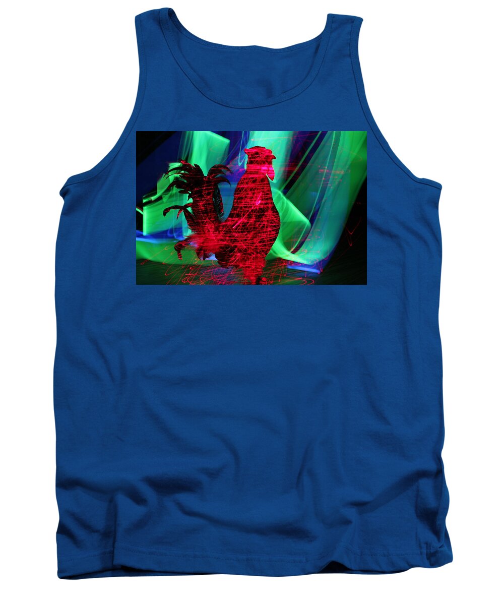 Chicken Tank Top featuring the photograph Chicken in the dark by Ronald Walker