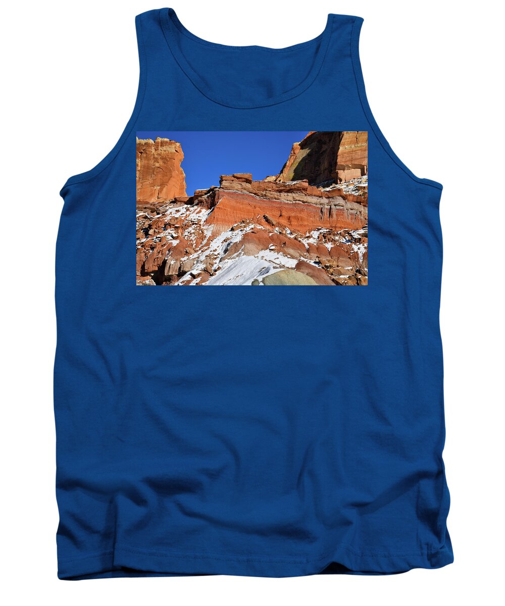 Capitol Reef National Park Tank Top featuring the photograph Cohab Canyon High Above Scenic Drive by Ray Mathis