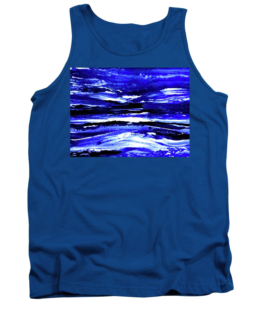 Blue Tank Top featuring the painting Colors of the Wind Blue Abstract by Katy Hawk