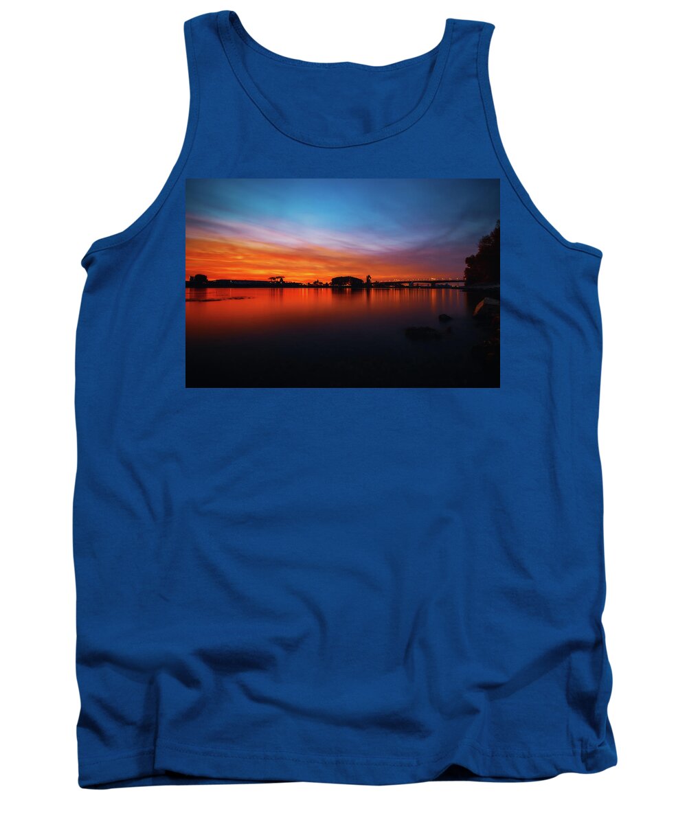 Rhine Tank Top featuring the photograph Dusk at Rhiver Rhine by Marc Braner