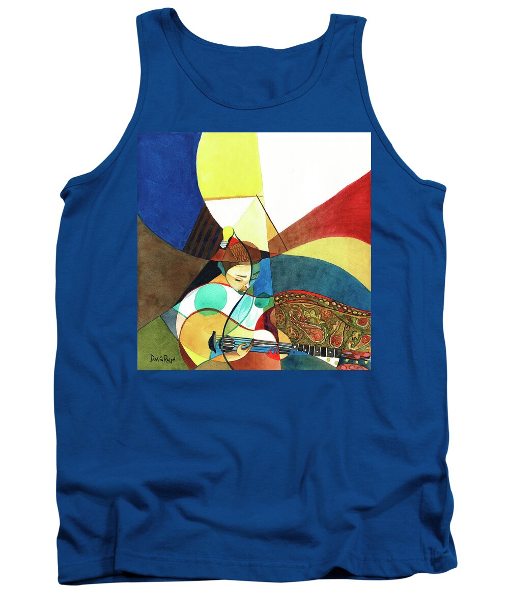 Guitar Tank Top featuring the painting Finding Chords by David Ralph