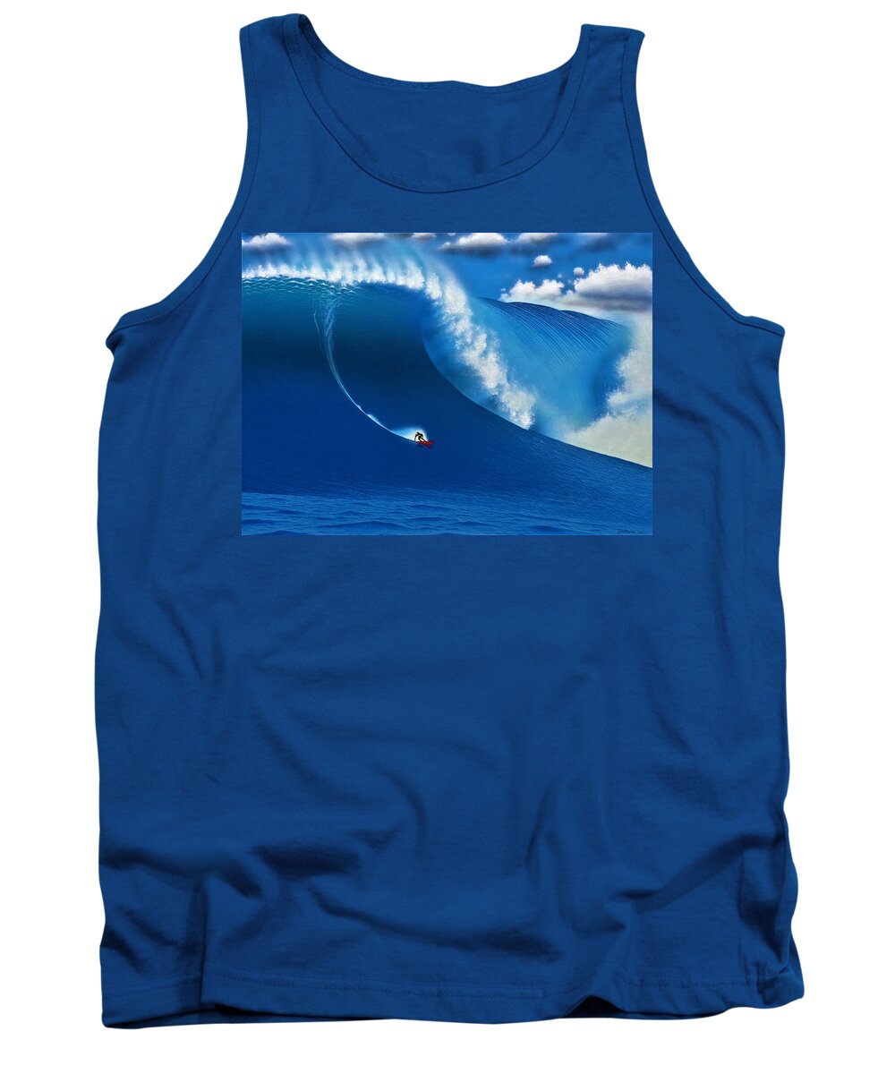 Surfing Tank Top featuring the painting Log Cabins Rogue 1-28-1998 by John Kaelin