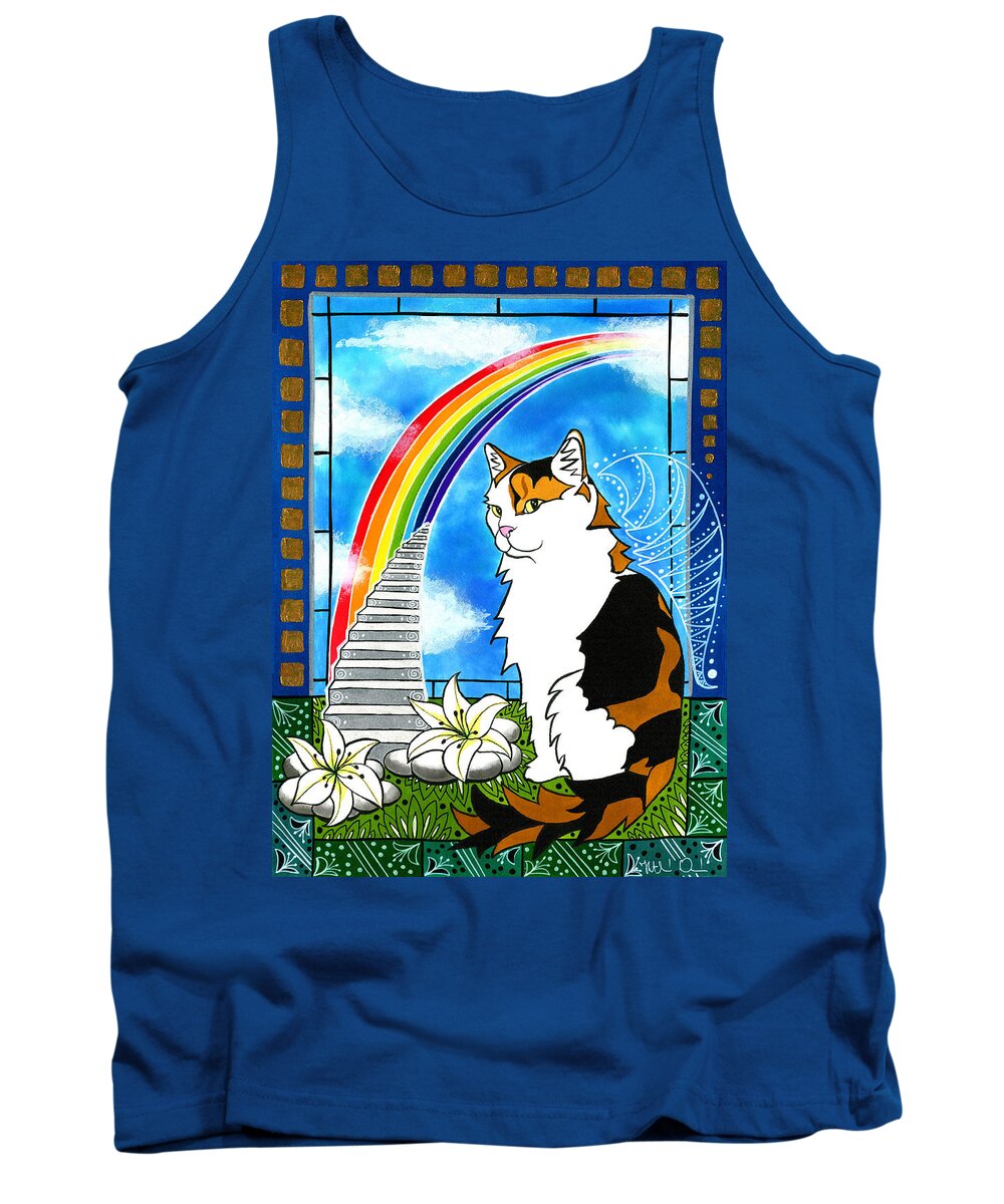Tortoiseshell Cat Tank Top featuring the painting Mama Turtle - Cat Painting by Dora Hathazi Mendes