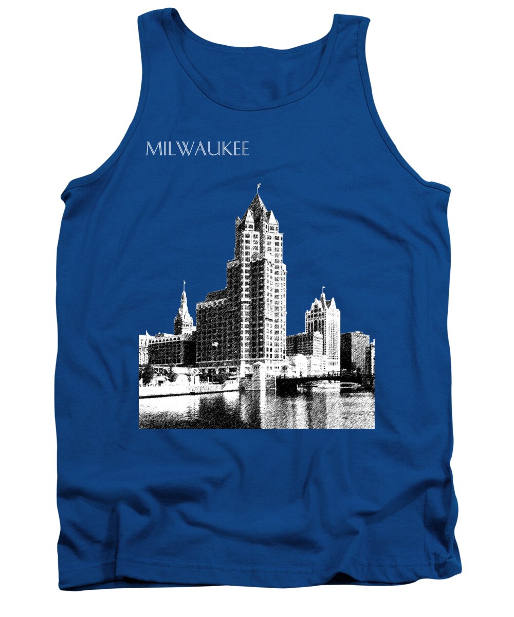 Architecture Tank Top featuring the digital art Milwaukee Skyline - 4 - Coral by DB Artist