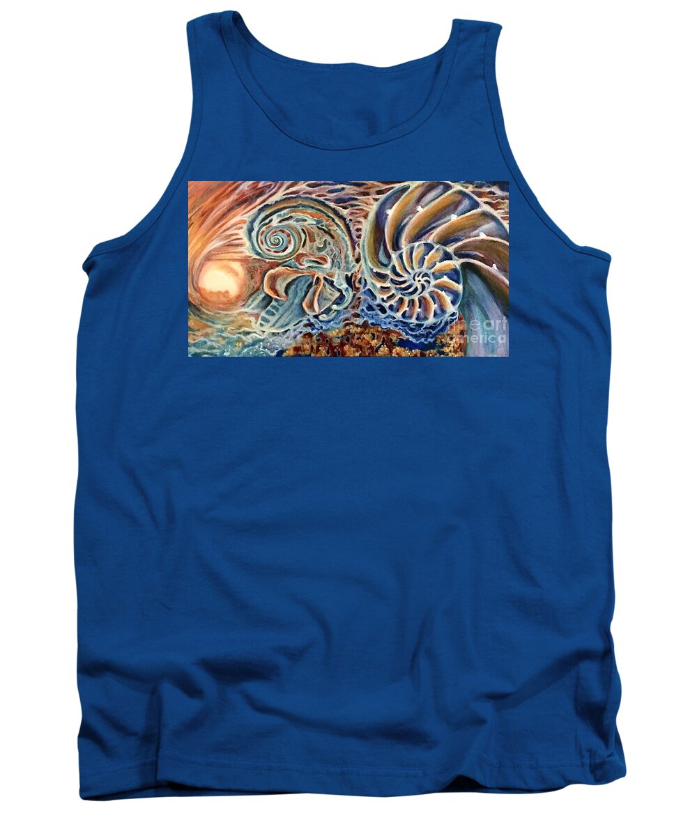 Nautilus Tank Top featuring the painting Nautilus Unbound by Linda Markwardt