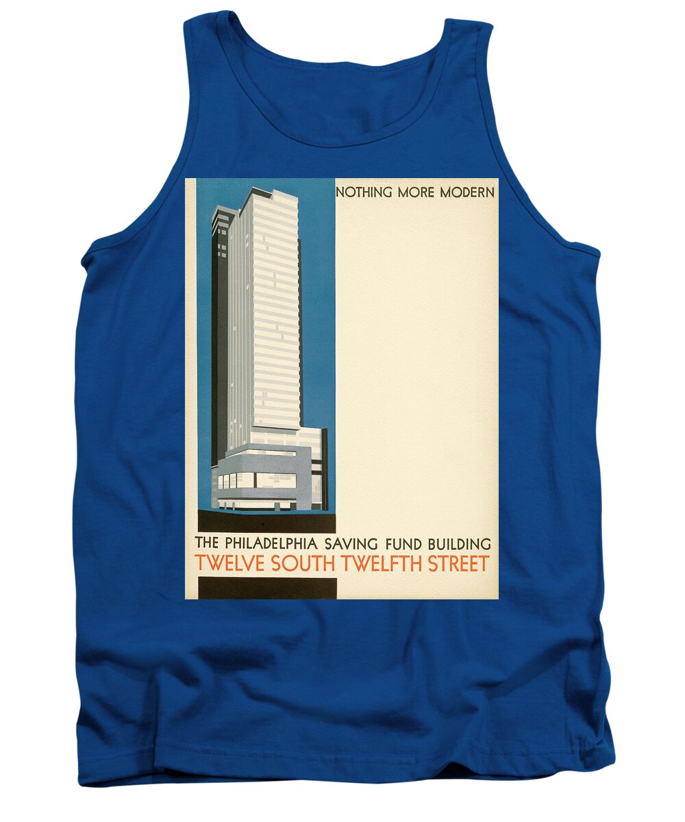 Psfs Tank Top featuring the mixed media Nothing More Modern The Philadelphia Savings Fund Society Building, 1932 by Howe and Lescaze
