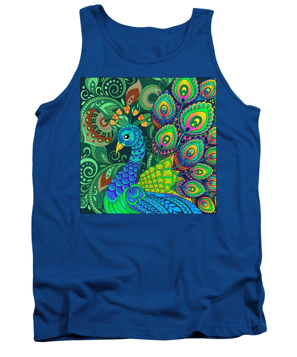 Peacock Tank Top featuring the drawing Peacock by Susan Gary