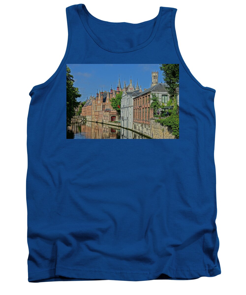 Reflection Tank Top featuring the photograph Reflections along Bruges Canal by Patricia Caron