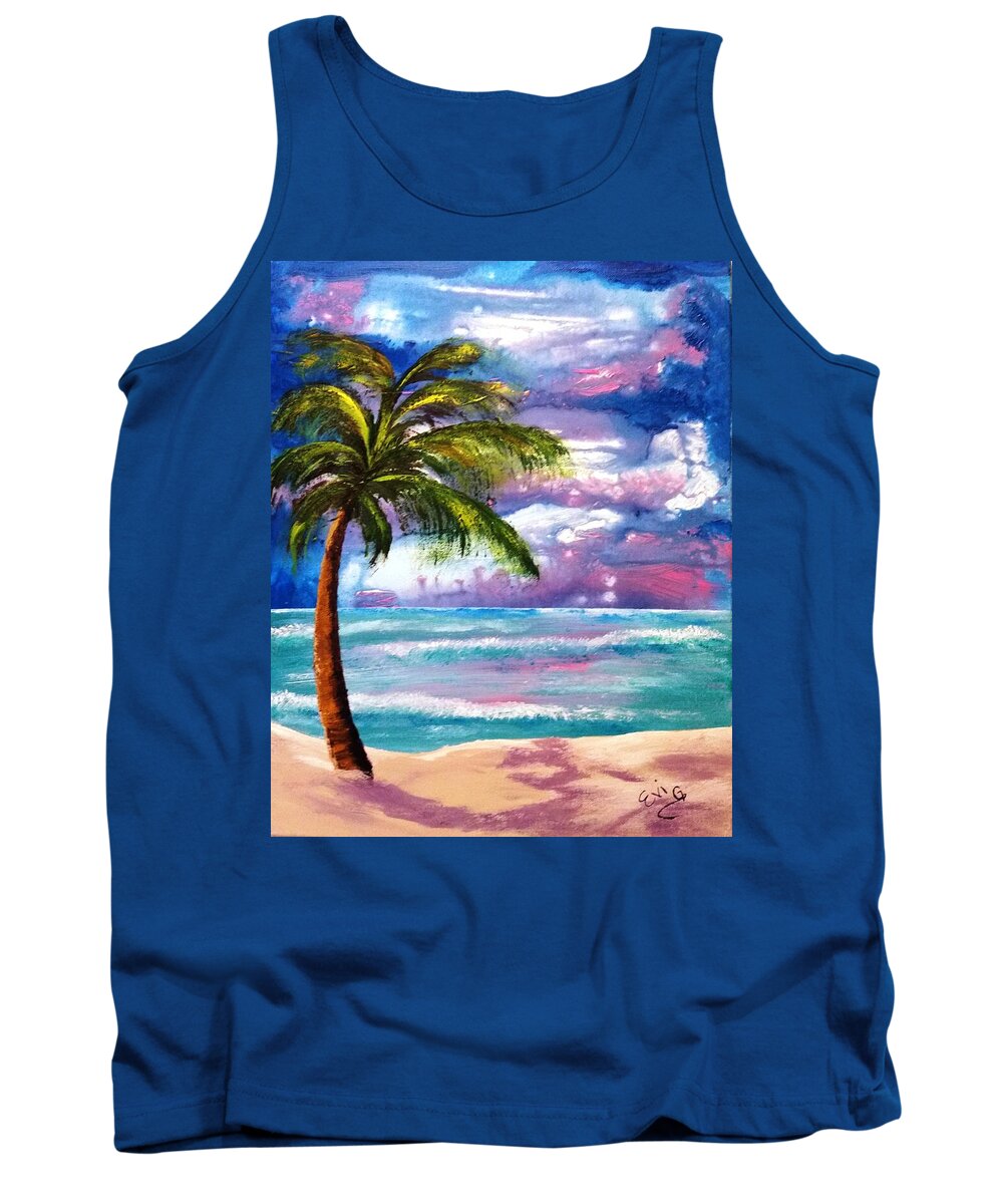 Summertime Tank Top featuring the painting Summer by Evi Green