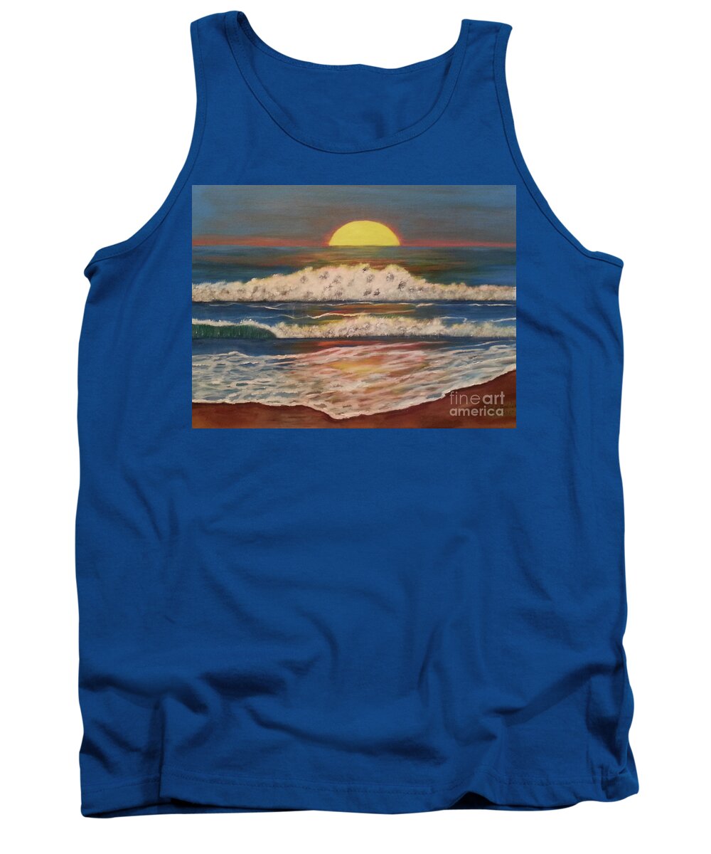Sundown Tank Top featuring the painting Beach Sunset by Elizabeth Mauldin