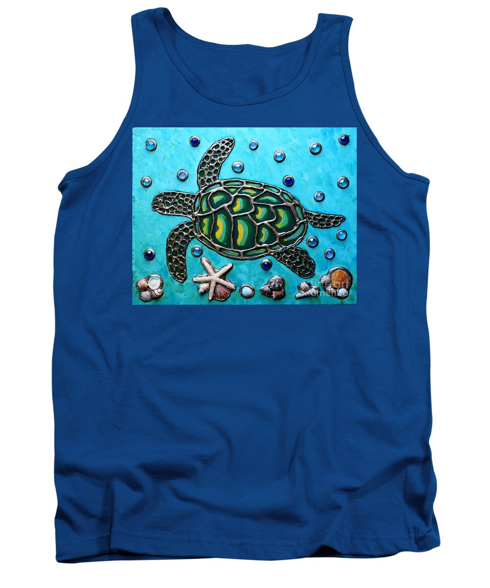 Ocean Tank Top featuring the painting Swimming Sea Turtle by Cynthia Snyder