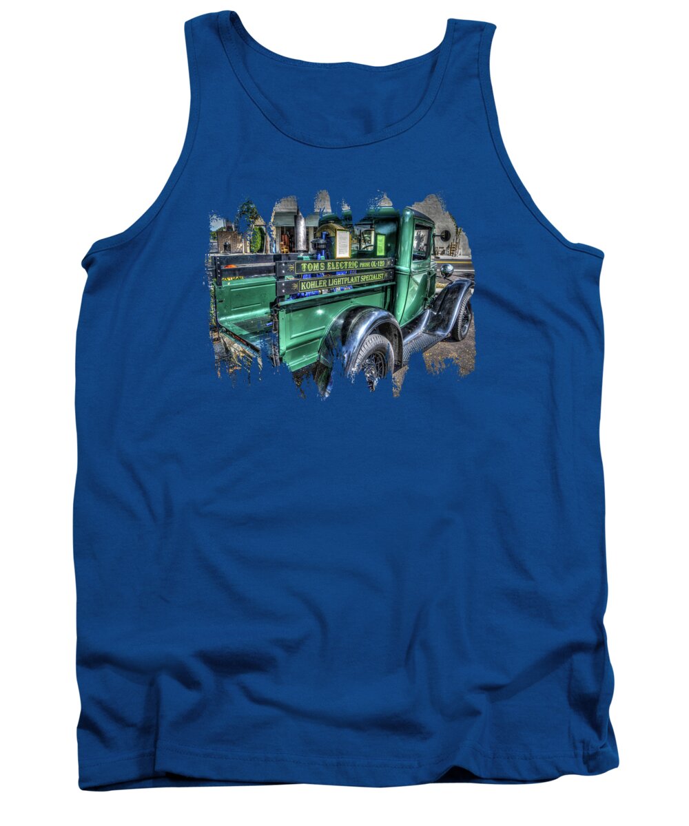 Automotive Art Tank Top featuring the photograph Tom's Electric Truck by Thom Zehrfeld