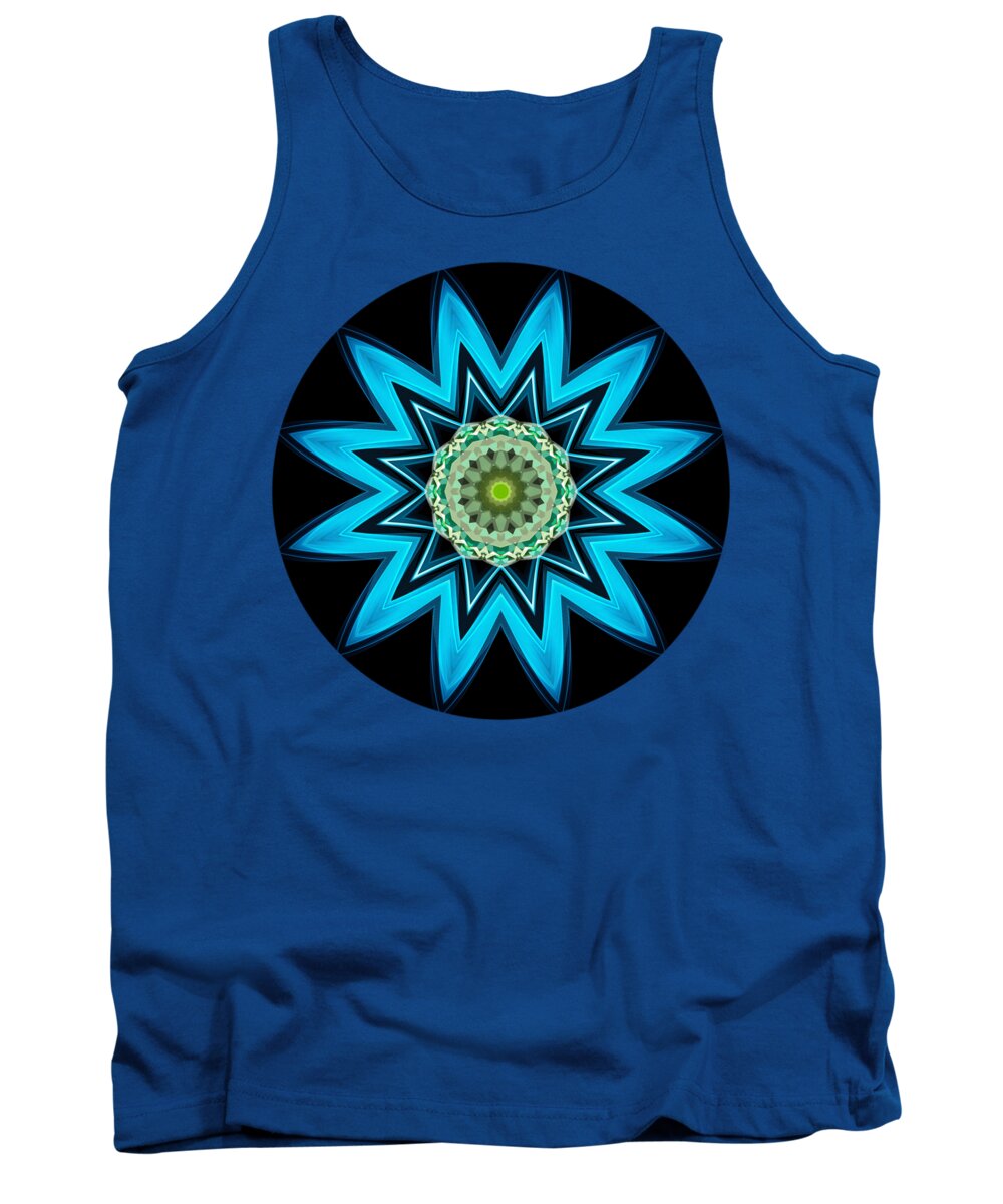 Turquoise Tank Top featuring the digital art Turquoise Star by Rachel Hannah