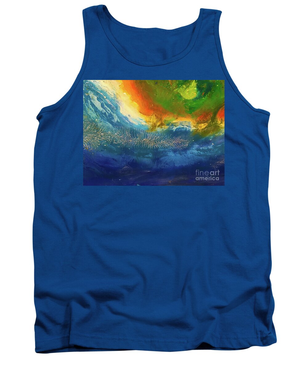 Vivid Tank Top featuring the painting View From Space by Shelley Myers