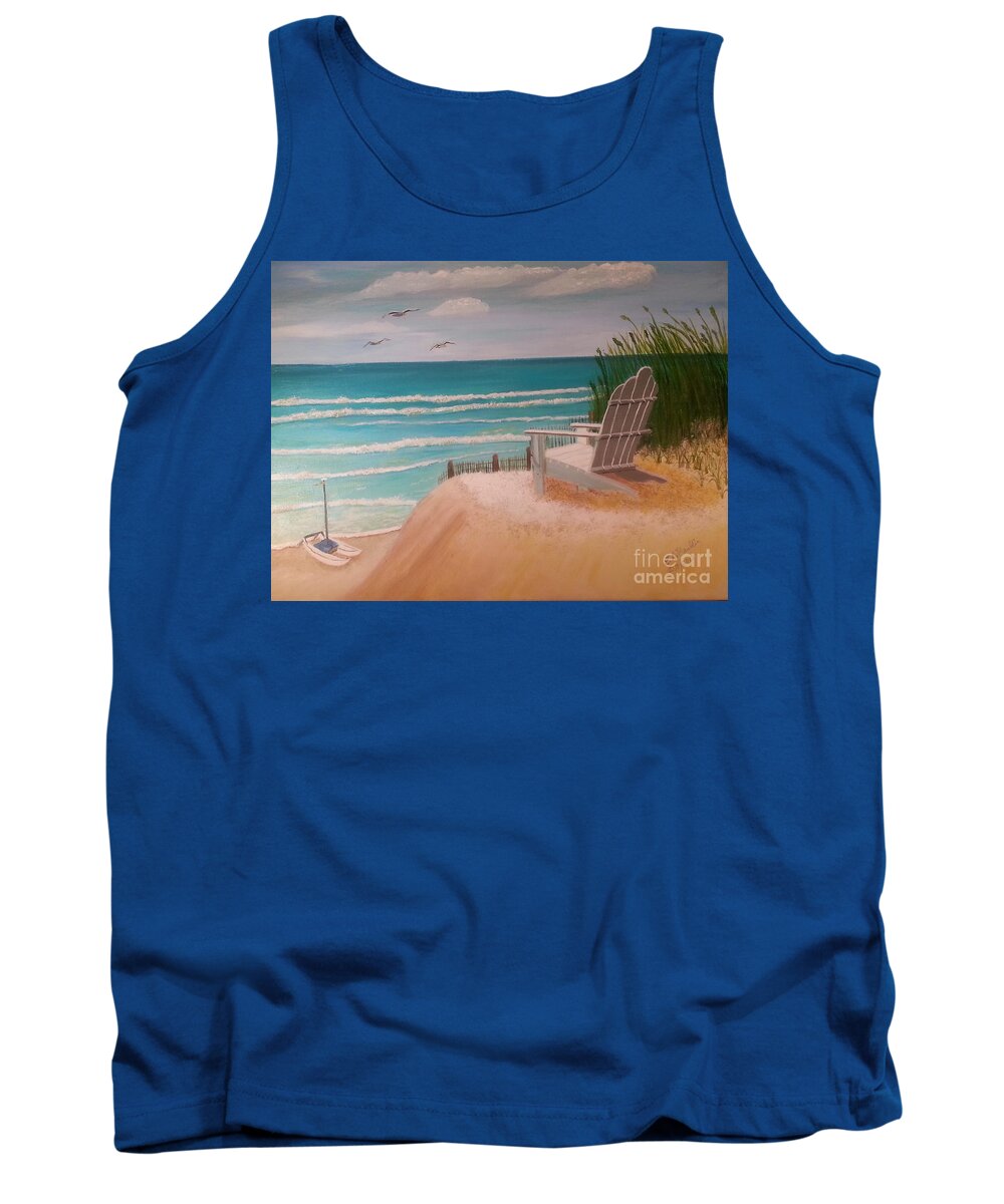 Sand Dune Tank Top featuring the painting Watching the Breakers by Elizabeth Mauldin