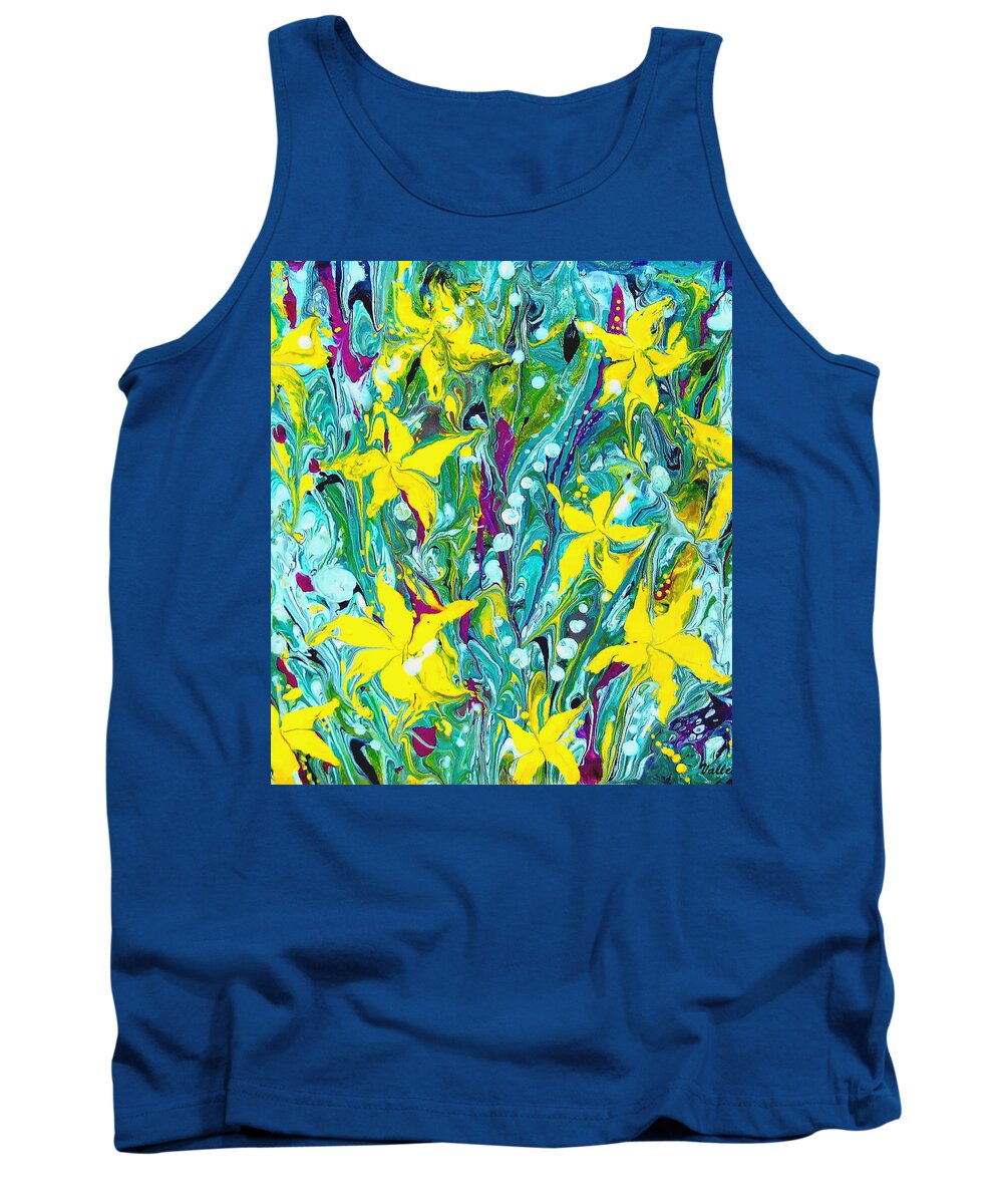 Lilies Tank Top featuring the painting Water Lilies by Vallee Johnson
