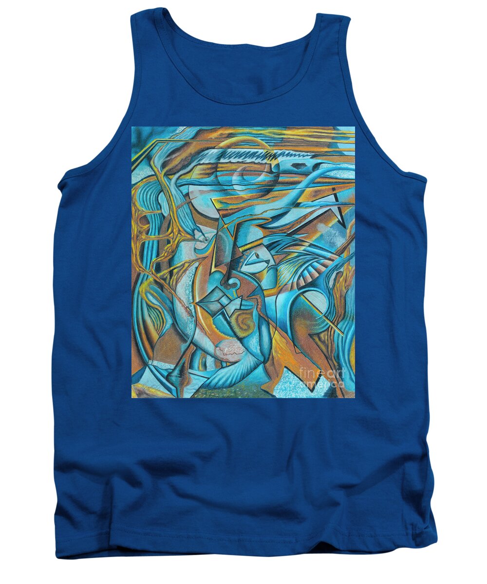 Fine Art Tank Top featuring the drawing Whirlwind Kiss by Scott Brennan