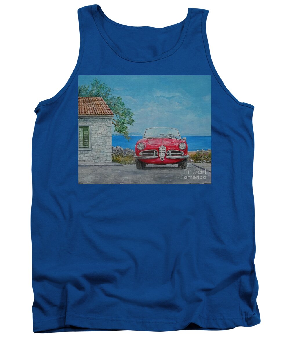 Classic Cars Painting Tank Top featuring the painting 1962 Alfa Romeo Giulietta Spider Veloce by Sinisa Saratlic