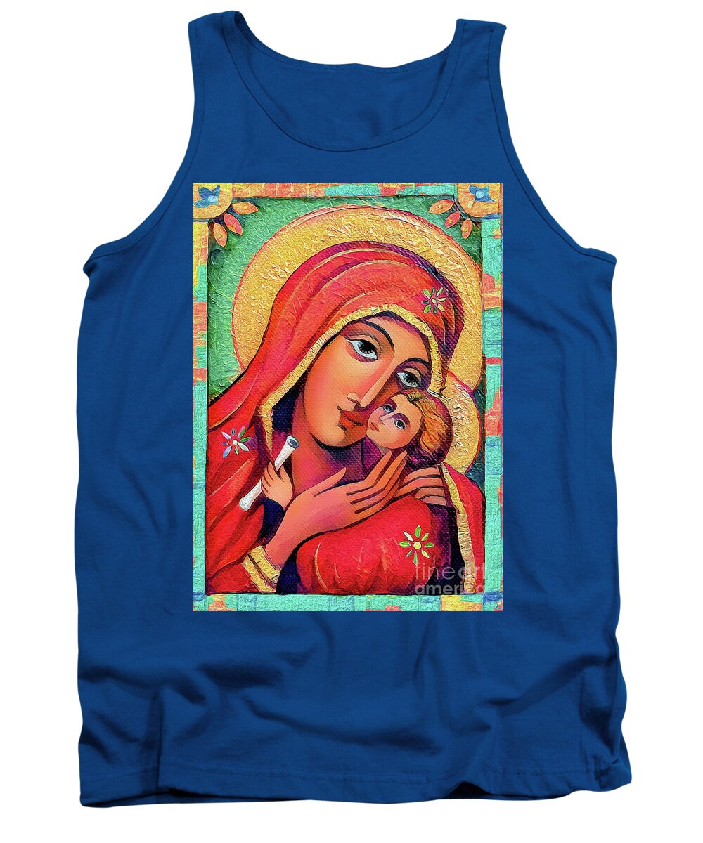 Mother And Child Tank Top featuring the painting Madonna and Child #2 by Eva Campbell