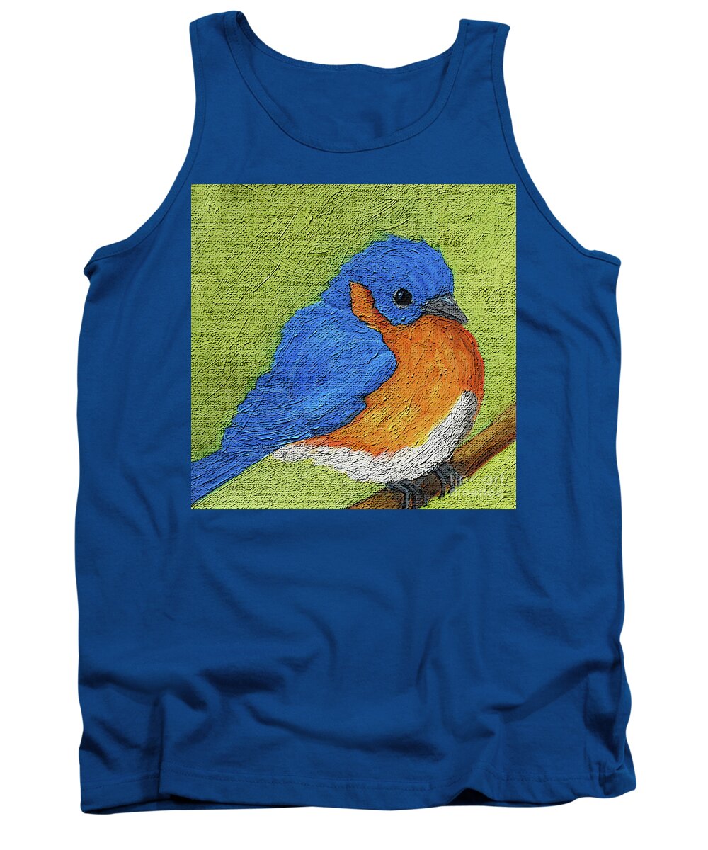 Blue Bird Tank Top featuring the painting 28 Blue Bird by Victoria Page
