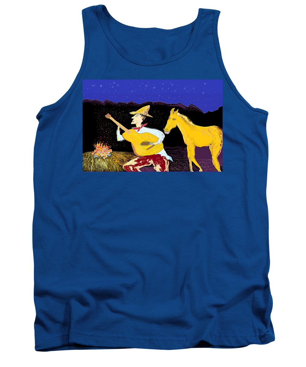 Horse Tank Top featuring the digital art A horse sings by Jim Taylor