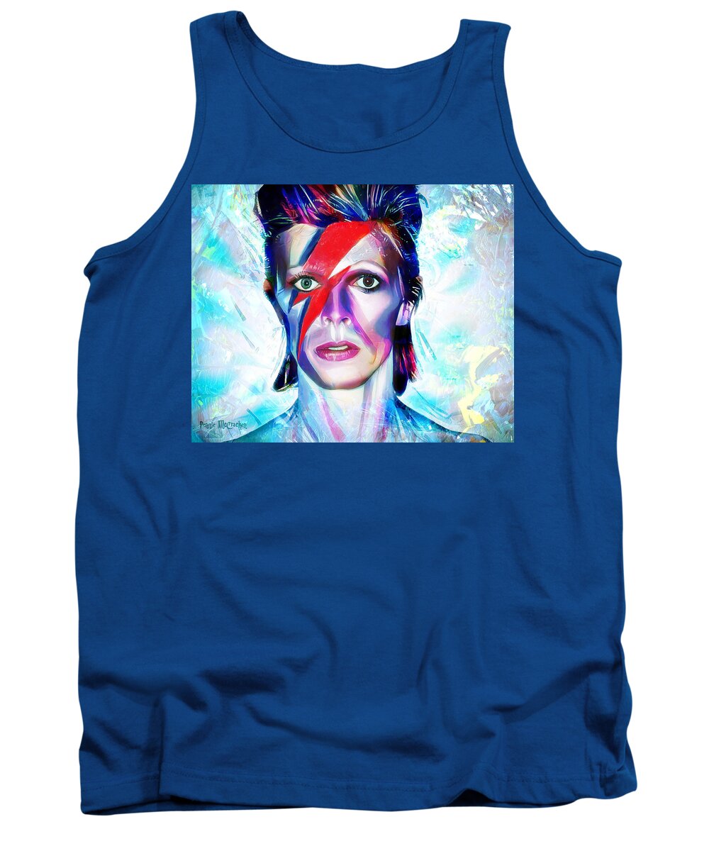 David Bowie Tank Top featuring the mixed media Aladdin Sane by Pennie McCracken