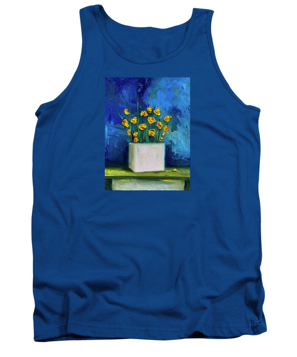 Daffodils Tank Top featuring the painting Blue Daffodils by Roger Clarke