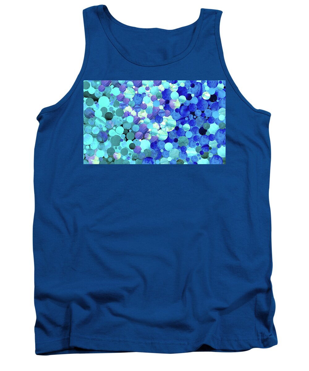 Blue Tank Top featuring the painting Blue Perfection - Modern Abstract Mosaic Art by Sharon Cummings