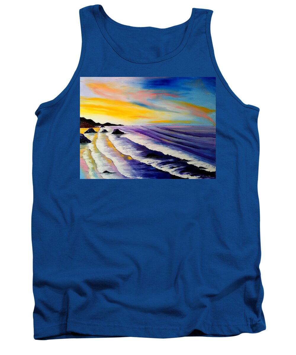  Tank Top featuring the painting Cannon Beach At Sunset #35 by James Dunbar