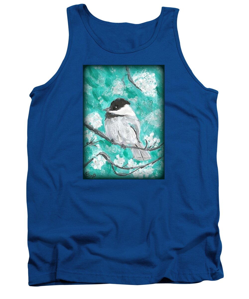 Chickadee Painting Tank Top featuring the painting Chickadee by Monica Resinger