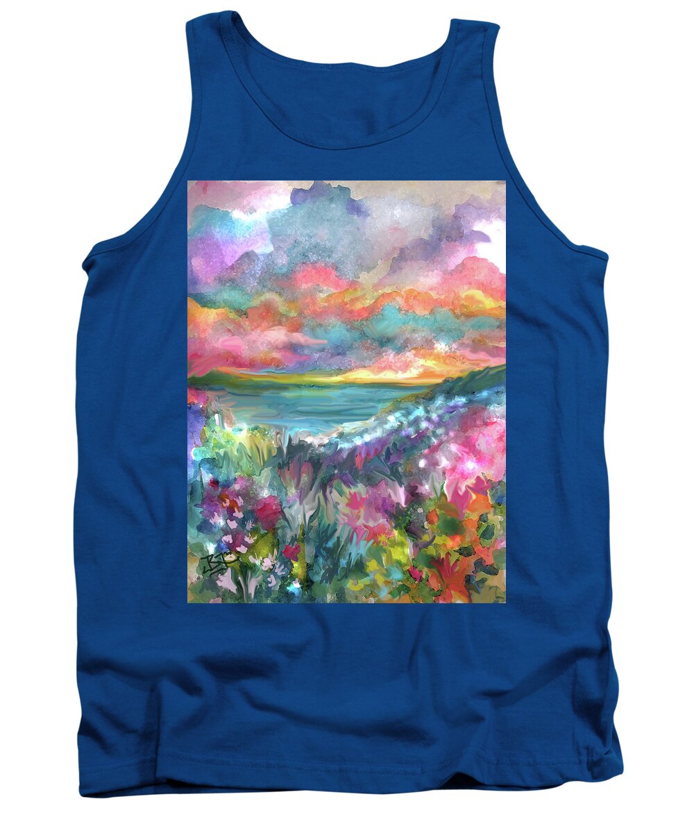 Colorful Coast Tank Top featuring the painting Coastal Sunrise by Jean Batzell Fitzgerald